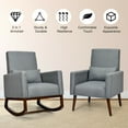 thumbnail image 6 of Gymax 2-in-1 Fabric Upholstered Rocking Chair Nursery Armchair with Pillow Dark Grey, 6 of 10