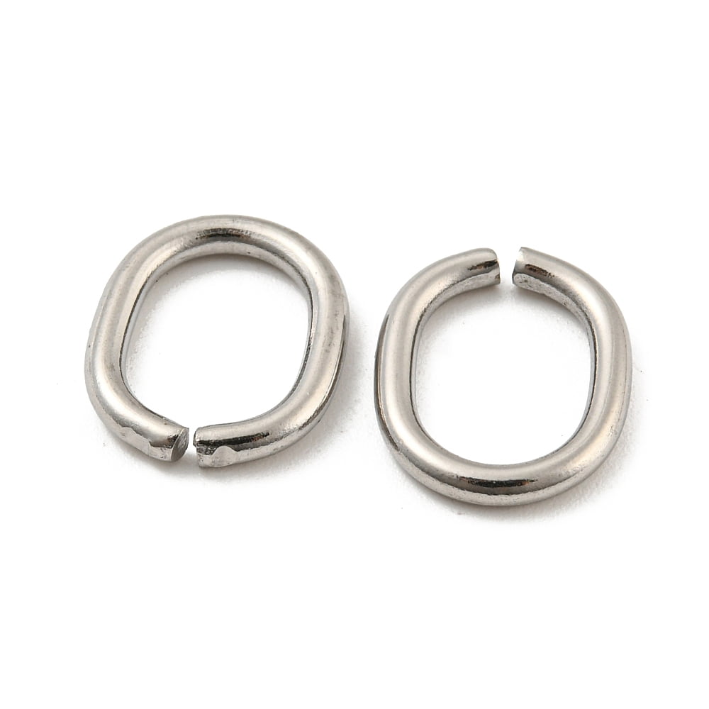 304 Stainless Steel Open Jump Rings Oval Stainless Steel color 12 Gauge 13.5x11x2mm Inner Diameter: 11x7mm