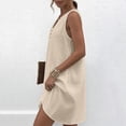 thumbnail image 6 of Axiiglly Women's Dresses Sleeveless Button V Neck Linen Mid Dresses 2026 Summer Holiday Flowy Dresses S-3XL, 6 of 8