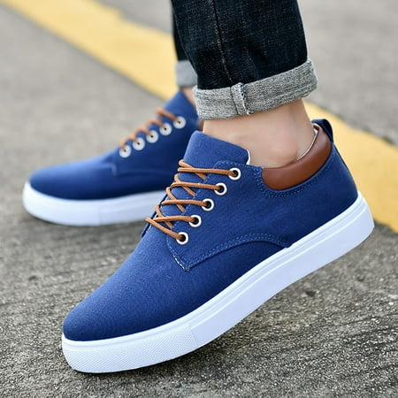 

Ykohkofe Men Low Top Canvas Walking Shoes Lace Up Fashion Sneakers Casual Shoes