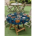 thumbnail image 4 of Outdoor Tablecloth with Umbrella Hole for Patio/Picnic/Party/Camping, Navy Blue Sports Waterproof Table Cloth Round Cover Washable, Football Basketball Rugby Baseball (Dia 60"), 4 of 8