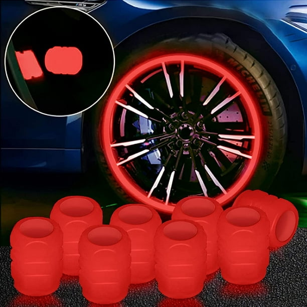 Universal Fluorescent Car Tire Valve Caps, 8Pcs Luminous Tire Air Valves Stem Caps, Glow in The