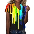 thumbnail image 2 of Busydd Womens Tops Summer V Neck Short Sleeve T-Shirts Tie Dye LGBT Pride Shirts Casual Loose Button Equality Blouses Fashion Funny Graphic Tee Tops Plus Size Tops for Women S-5XL, 2 of 5
