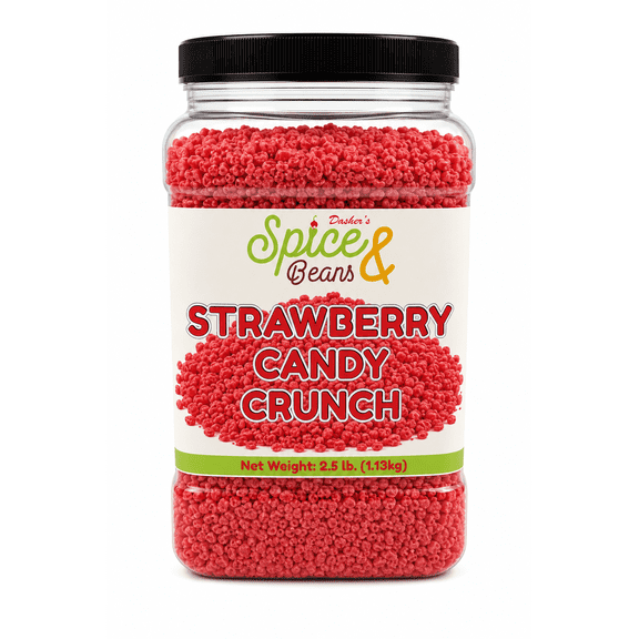 Strawberry Candy Crunch 2.5 lb - Dessert Topping & Decoration for Ice Cream, Sundaes, Cakes, Cupcakes, Milkshakes & Frozen Yogurt - Bulk Resealable Bottle - Dasher's Spice & Beans