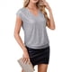 thumbnail image 3 of Tops de Corta con Lentejuelas y Cuello en V para Mujer, Camiseta Sin Mangas Elástica Brillante Plateada S, 3 of 9