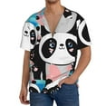thumbnail image 3 of Sigee Panda Cute Pink Hearts Print Men's Shirts Casual Button Down Short Sleeve Summer Beach Shirt Hawaiian Vacation Shirts Tee Shirt-3X-Large, 3 of 7