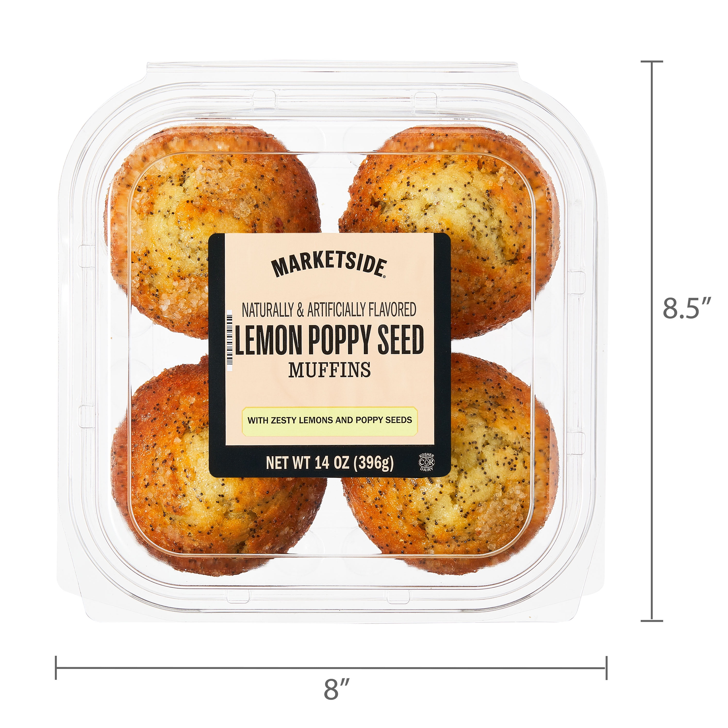 Marketside Lemon Poppy Seed Regular Baked Muffins, 14 oz, 4 Count