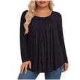 thumbnail image 1 of Hauts pour Femmes Grande Taille, Chemises Décontractées à Manches Longues Coupe Décontractée, Blouses à Col Rond T-Shirt Surdimensionné Confortable, Tenue d'Intérieur Tendance 2026 pour Usage Quotidien, 1 of 6