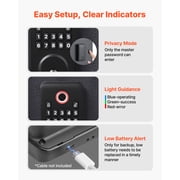 KFFKFF Fingerprint Door Lock Set, Electronic Biometric Deadbolt with Handle, Ergonomic Grip Design, Keyless Entry, Auto Locking, Temporary Code, Privacy Protection, Matte Black