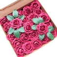 thumbnail image 4 of HAOSHICS 25Pcs Artificial Flowers, Real Touch Foam Roses, Fake Roses with Stem for Wedding Bridal Bouquets, Valentine's Day, Baby Shower, Party, Home Office Hotel Decor (Wine red), 4 of 4