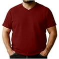thumbnail image 2 of Agkizg Oversized Tees Solid V-Neck Casual Short Sleeve T-Shirt (Men's Big & Tall), 2 of 6
