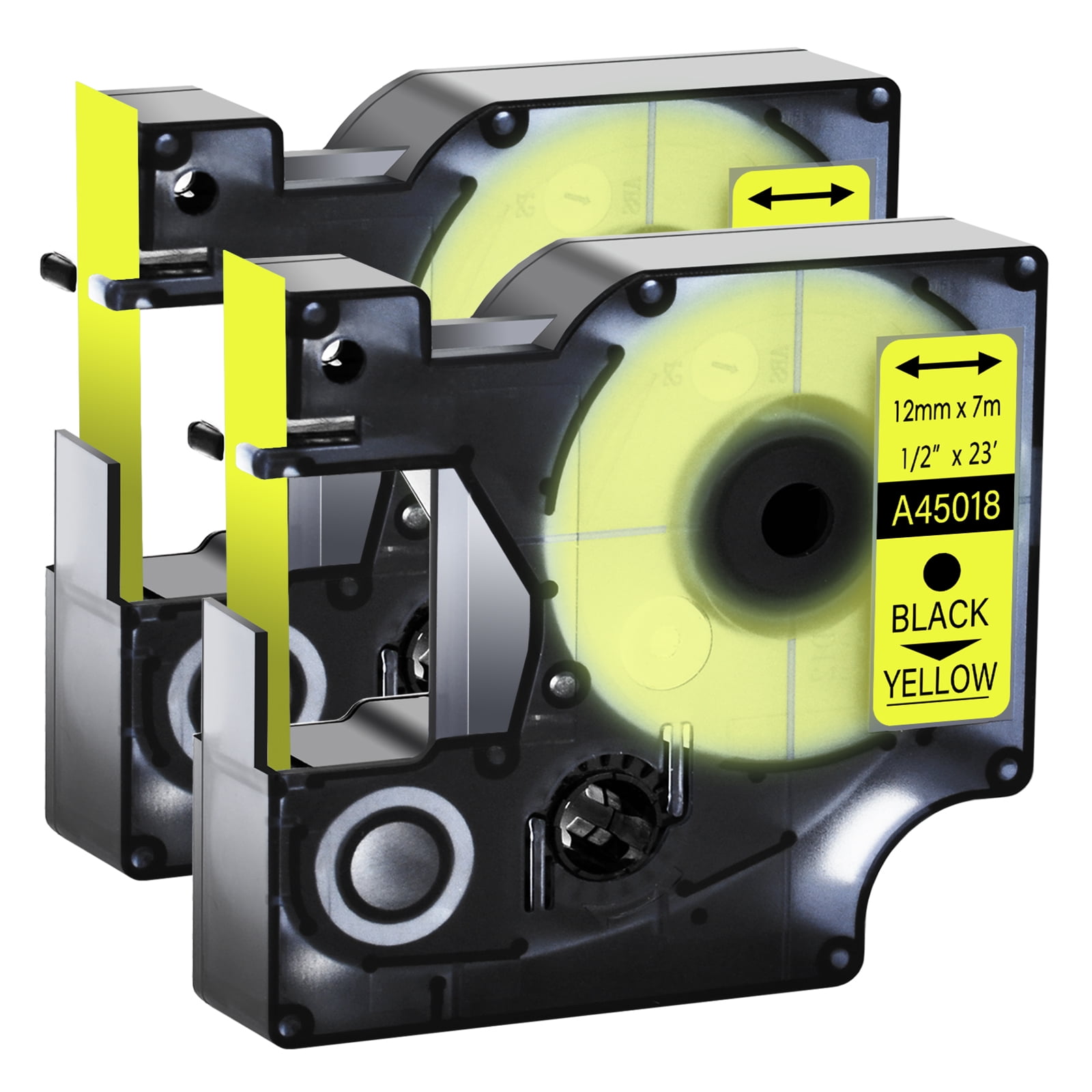 Black on Yellow Label Tape Compatible For Dymo D1 45018 LabelManager 150 160 200 