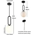 thumbnail image 2 of Battery Operated Pendant Lights Set of 2,USB Rechargeable Hanging Lamp with Remote Timer,Modern Black Globe Glass Pendant Lighting Fixture Indoor Chandelier for Bedroom Kitchen Island Dining Room, 2 of 7