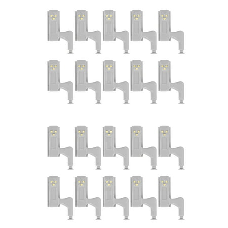 

20Pcs Cabinet Cupboard Wardrobe LED Hinge Light Lamp Warm White