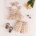 thumbnail image 2 of Xyant Toddler Baby Girl Clothes Knit Floral Fly Sleeve Tops Shorts Cute Summer Spring Outfits Infant Baby Girl Clothing Set (Khaki,9-12 Months), 2 of 7