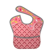Bingfone Mess-Proof Baby Bib - Waterproof Bib For Baby Boy Or Girl With Food Catcher Pocket, Unisex-Chocolate With Flowing Cream