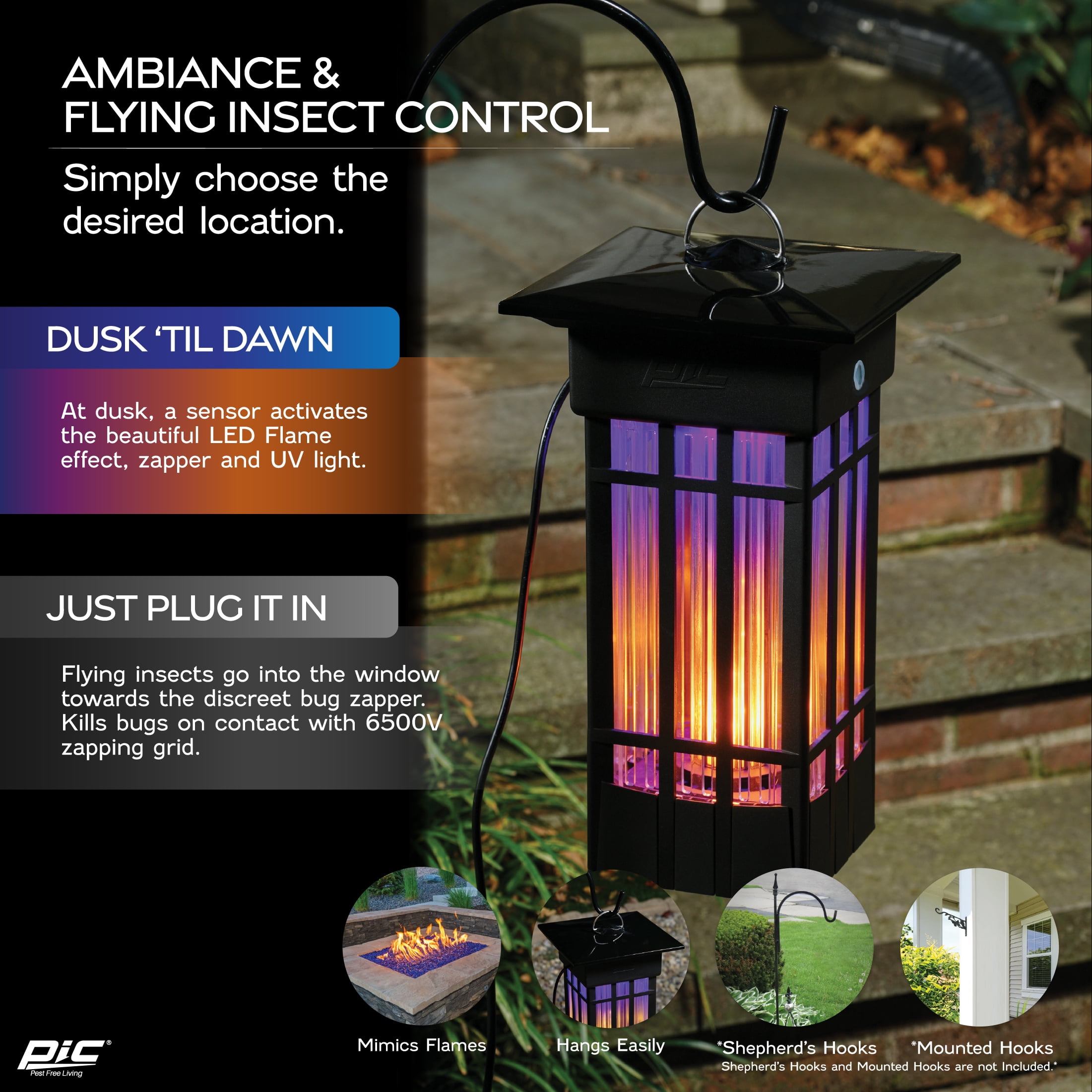 PIC Decorative Flameless Effect Bug Zapper Lantern