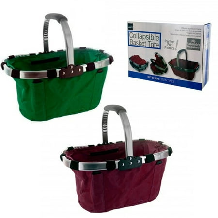 Folding Picnic Basket Portable Lightweight Collapsible Tote Shopping Bag