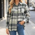 thumbnail image 4 of Enjoytime Plaid Button Down Shirts for Women Flannel Long Sleeve Shackets Fall Fashion Work Business Casual Jacket with Pocket, 4 of 7