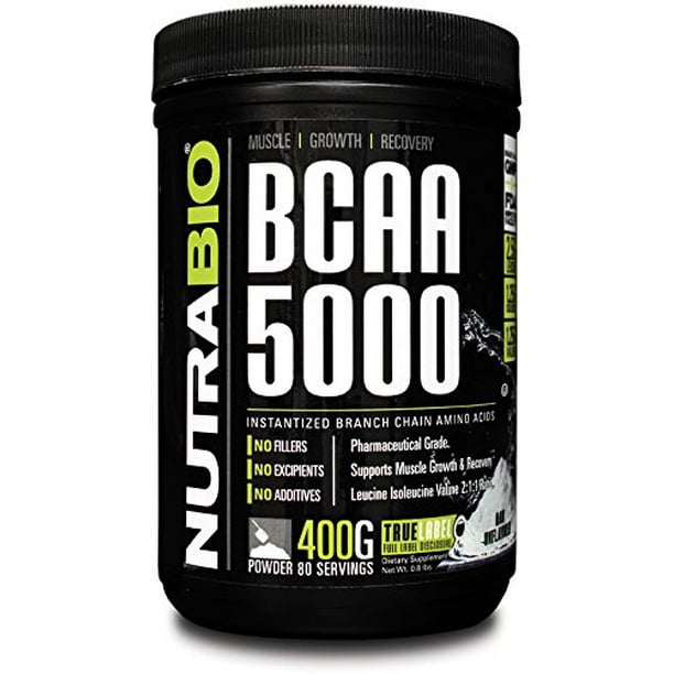 NutraBio Powder 400 Grams Unflavored 100 Pure Branched Chain