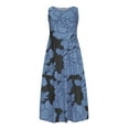 thumbnail image 4 of QUNYINEY Summer Dresses for Women Sleeveless Floral Casual A-Line Dress Flowy Crew Neck Empire Waist Maxi Sundress, 4 of 5