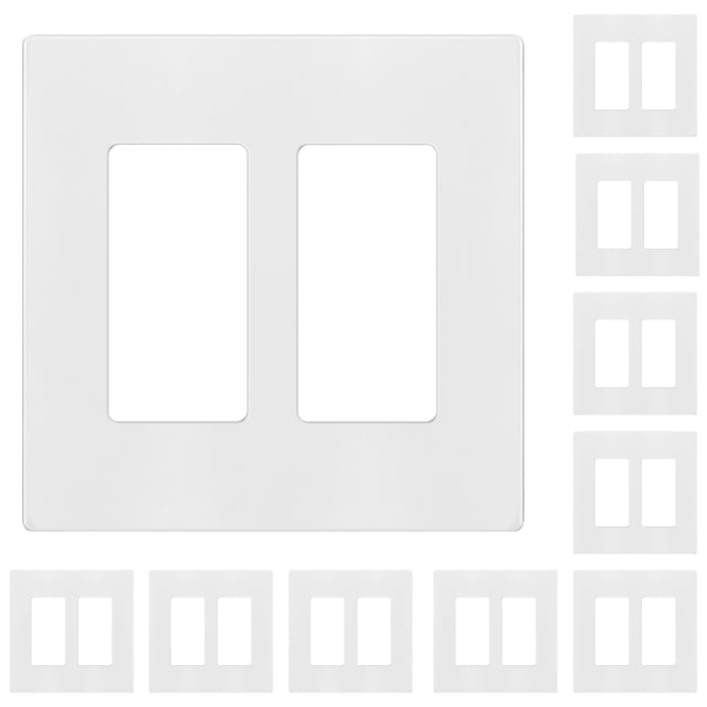 Placa de pared ENERLITES de 2 módulos, 12 x 12 cm, policarbonato blanco