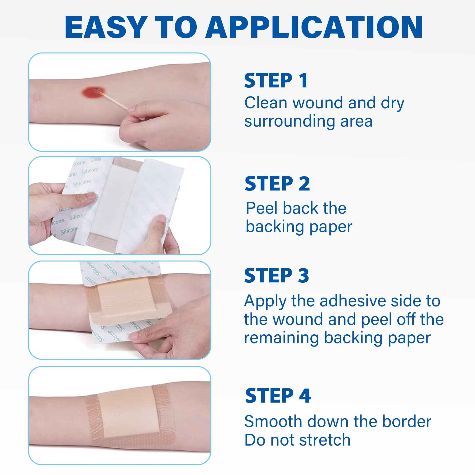 LotFancy Silicone Foam Dressing, 6x 6 in, 10 Count, Wound Dressing with Border, Bed Sores Bandage