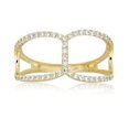 thumbnail image 6 of AVORA 10K Yellow Gold Simulated Diamond CZ Linear Open Shank Fashion Ring  - Size 7.5, 6 of 6