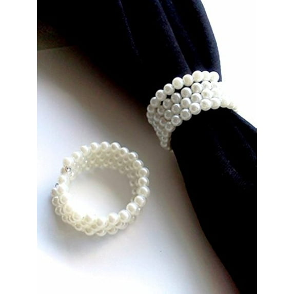 Set of 6 Round Pearl (Off White) Napkin Rings