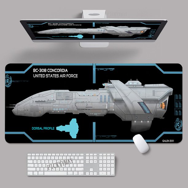Alfombrilla de ratón de diseño de nave espacial para oficina, alfombra de escritorio de goma Natural, alfombrillas de escritorio para PC, alfombrillas de ratón grandes de 100x50cm qiuyongming unisex