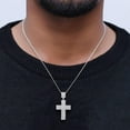 thumbnail image 2 of Cross Pendant for Men 0.80 Cttw Round Lab Grown Diamond Dangling Crucifix Pendant in 14K White Gold Over Sterling Silver Christian Jewelry for Him, 2 of 6
