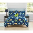 thumbnail image 2 of Watercolor Dinosaur Navy 3-Piece Microfiber Comforter Set - Twin, 2 of 6