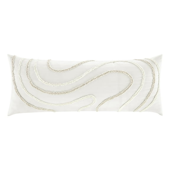 Sweet Jojo Designs Boho Tufted Swirl Ivory and Taupe Body Pillow Cover Case 54x20 (Pillow Not Included)
