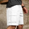 thumbnail image 6 of SGFCWSX Men Cargo Shorts,Beach Elastic Waist Multi-Pockets Workwear Shorts White L, 6 of 9