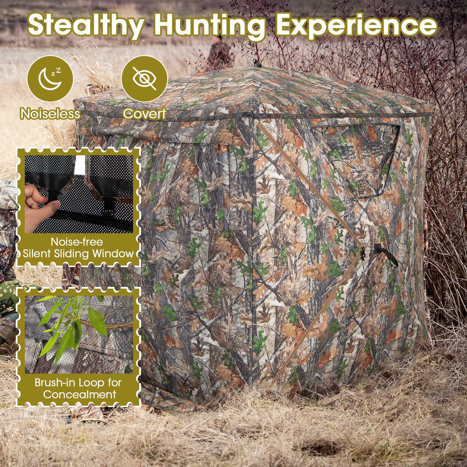 2-3 Person Hunting Blind Portable Pop Up Ground Tent with Carry