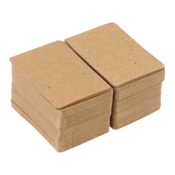 Hytrove 100Pcs Earrings Show Card for Jewelry Sellers in Brown Paper with Rectangular Shape and Retro Style