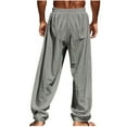 thumbnail image 4 of Fengqque Loose Wide Leg Pants for Men,Men's Cotton Pants Elastic Waist Drawstring Casual Trouser Straight-Legs Loose Beach Yoga Pants Gray 12(XXXL), 4 of 7
