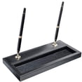 thumbnail image 3 of Classic Black Leather Double Pen Stand with Gold Accents, 3 of 4