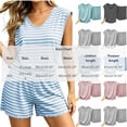 thumbnail image 3 of Tqcoqu Women's Striped 2 Piece Pajama Set,V Neck Sleeveless with Built In Bra Tank Top & Elastic Waist Shorts,Soft Loungewear Sleepwear Outfit Set,Gray Women's XL-XXL, 3 of 5