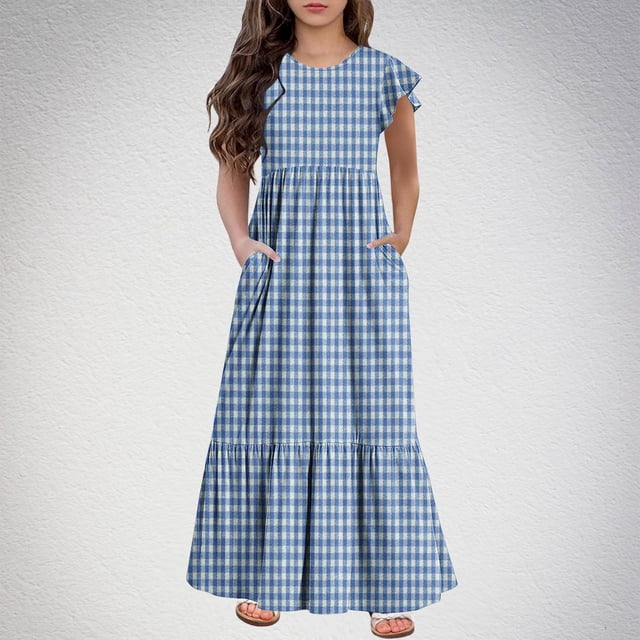 LOVZFMLL Girls Christmas Lattice Long Sleeves Sleeping Skirt