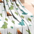thumbnail image 3 of White Dinosaurs Volcanoes Cacti Pattern Blanket,Comfortable Soft Flannel Throw Blanket,All Season,Warm Lightweight Blankets for Sofa Bed Couch Living Room Chair,30"x40", 3 of 4