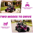 thumbnail image 3 of iYofe 24V Powered Ride on Toys with Remote Control, Kids Ride on Car UTV for Boys Girls Ages 3-5, Ride on Vehicles Electric Cars for Kids with Bluetooth, Music, LED Lights, 4 Wheels Suspension, Pink, 3 of 9