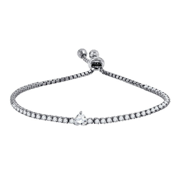 925 Sterling Silver Womens Love Heart Cubic Zirconia Tennis Fashion Bracelet Tennis Bracelet for Women