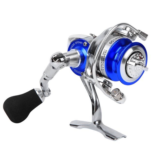 Todo Metal Mini hielo invierno roca mar pesca señuelo carrete giratorio pesca Ling rueda Tackleblue plata