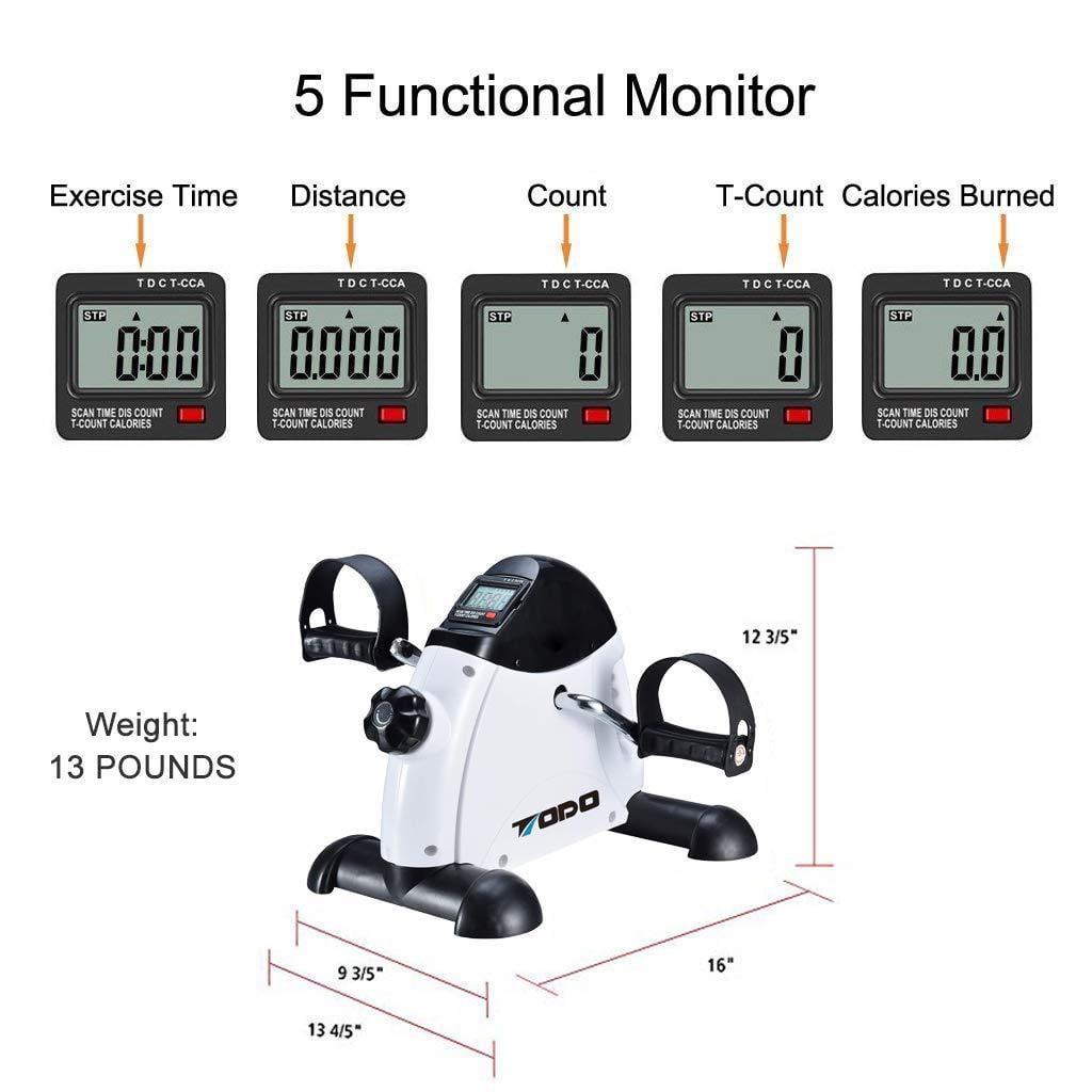 TODO Mini Exercise Bike Pedal Exerciser with LCD Monitor for Leg and Arm Recovery White Walmart