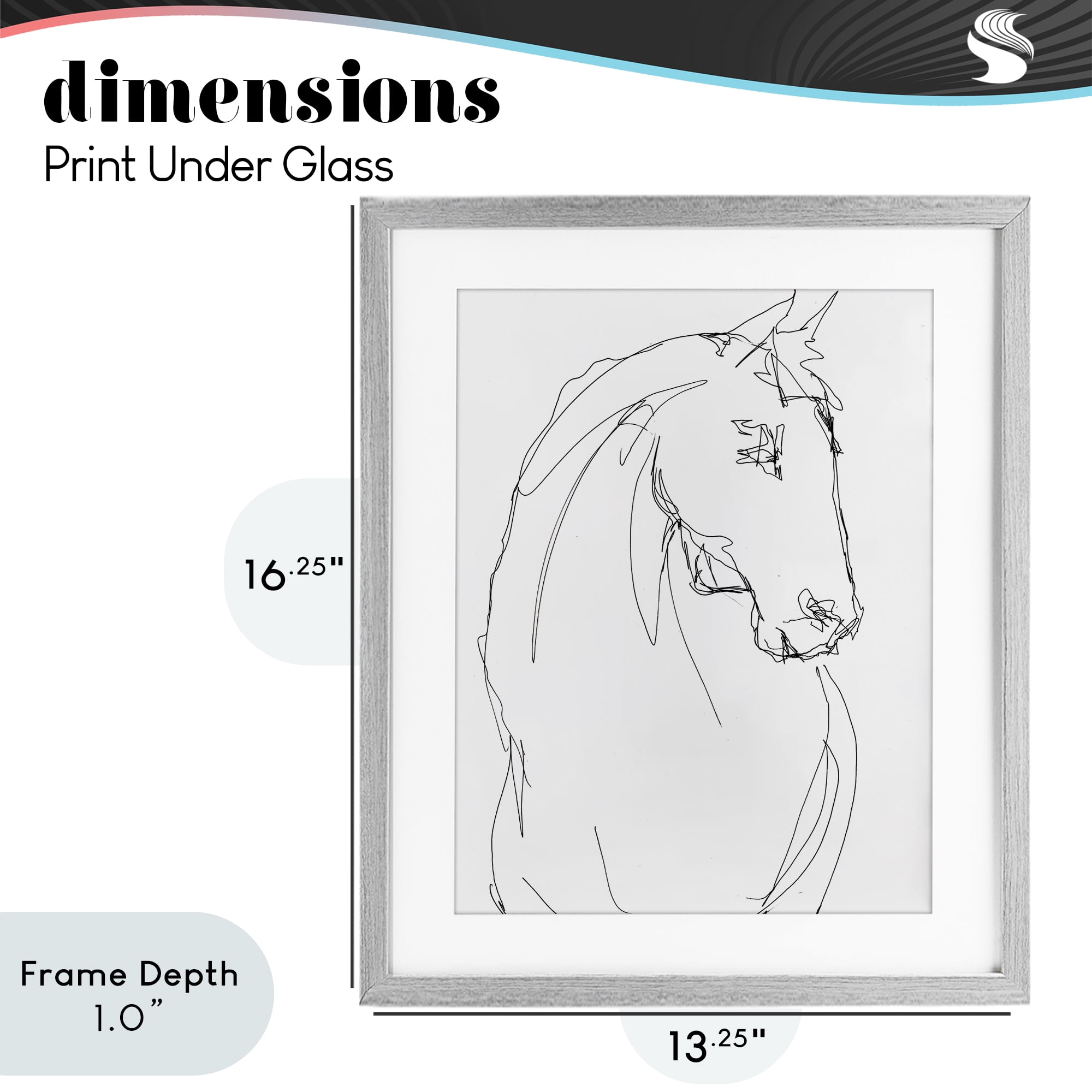 Stupell Industries Sketched Horse Contour Gray Framed Print Under Glass, design by Lorenzo Collective
