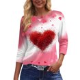 thumbnail image 3 of Fgvctg Valentine's Day Shirts for Women Casual Crewneck 3/4 Sleeve Tops Oversized Date Night Pullover Shirt Parade Cute Love Heart Print Blouses Gifts for Women Wine S, 3 of 5