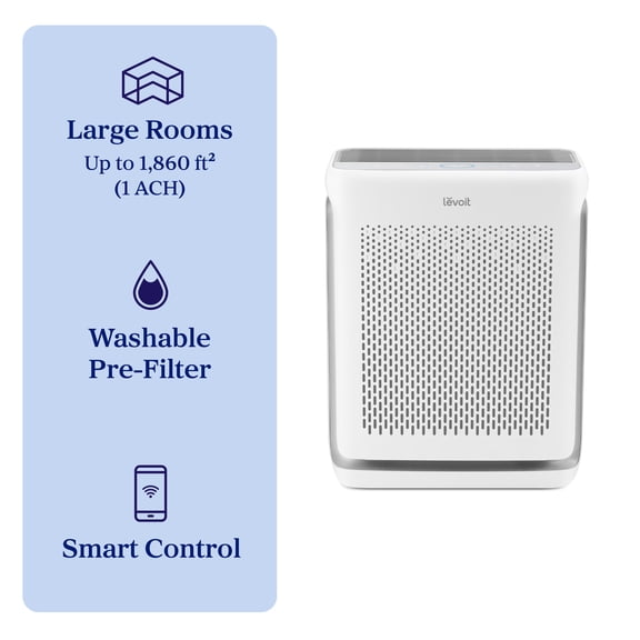 Levoit Vital 200S-P 1860 Sq Ft 3-Stage Filtration Air Purifier for Home, Pet Mode for Pet Hair & Dander Control, Sleep Mode, White Gray