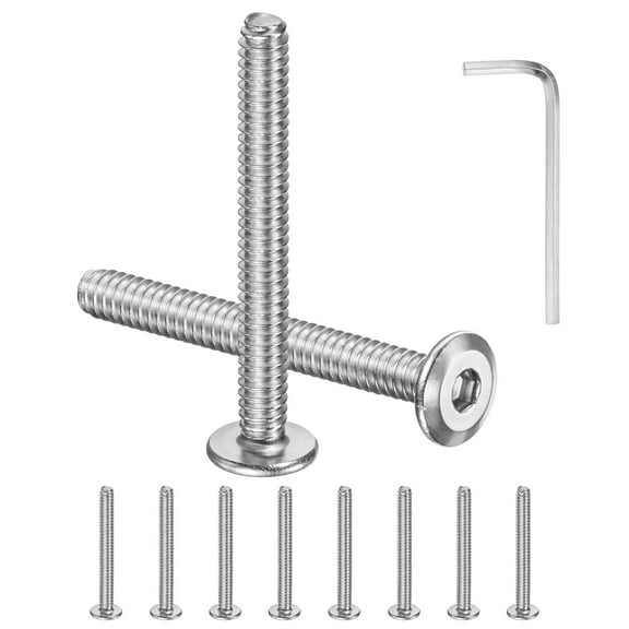 10-Pack Flat Head Socket Cap Screws, 3/16-24x1-3/4" 304 Stainless Steel Hex Drive Fastener Kit with Hex Key for Machine/Furniture/Automobile/Marine, Full Thread UNC Hexagon Bolts