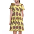 thumbnail image 1 of Bixox Robe d'Été à Manches Courtes pour Femmes Robe Ample Longueur Genou avec Poches-Bohème, 1 of 7